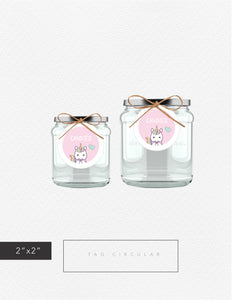 Tags 2” Circular "Cute Unicorn"